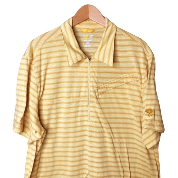 Mountain Hardwear 1/2 Zip Polo Pullover Yellow Stripes Performance Shirt Mens XL - Picture 2 of 13